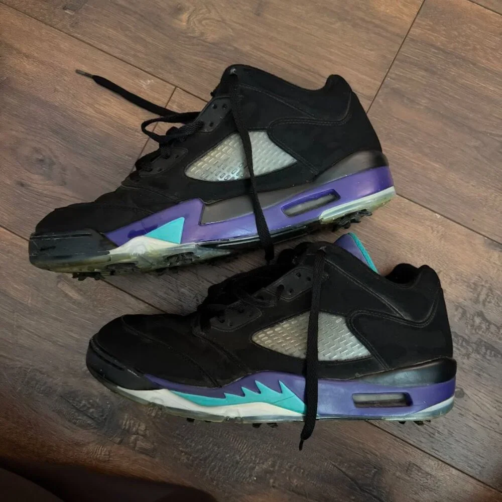 Nike Air Jordan Retro V 5 Low Golf Shoe Black Grape Spike Mens
